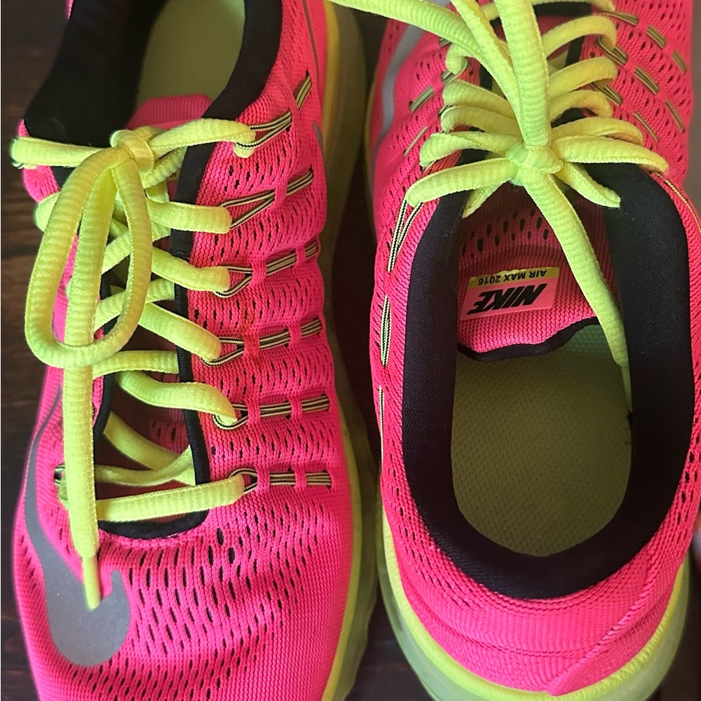 Nike AIRMAX 2016 Pink and Yellow with Breathable Mesh 6.5Y/8Womens